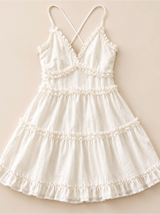 miami Dresses & Skirts - Miami Girls White Ruffle Tiered Sundress